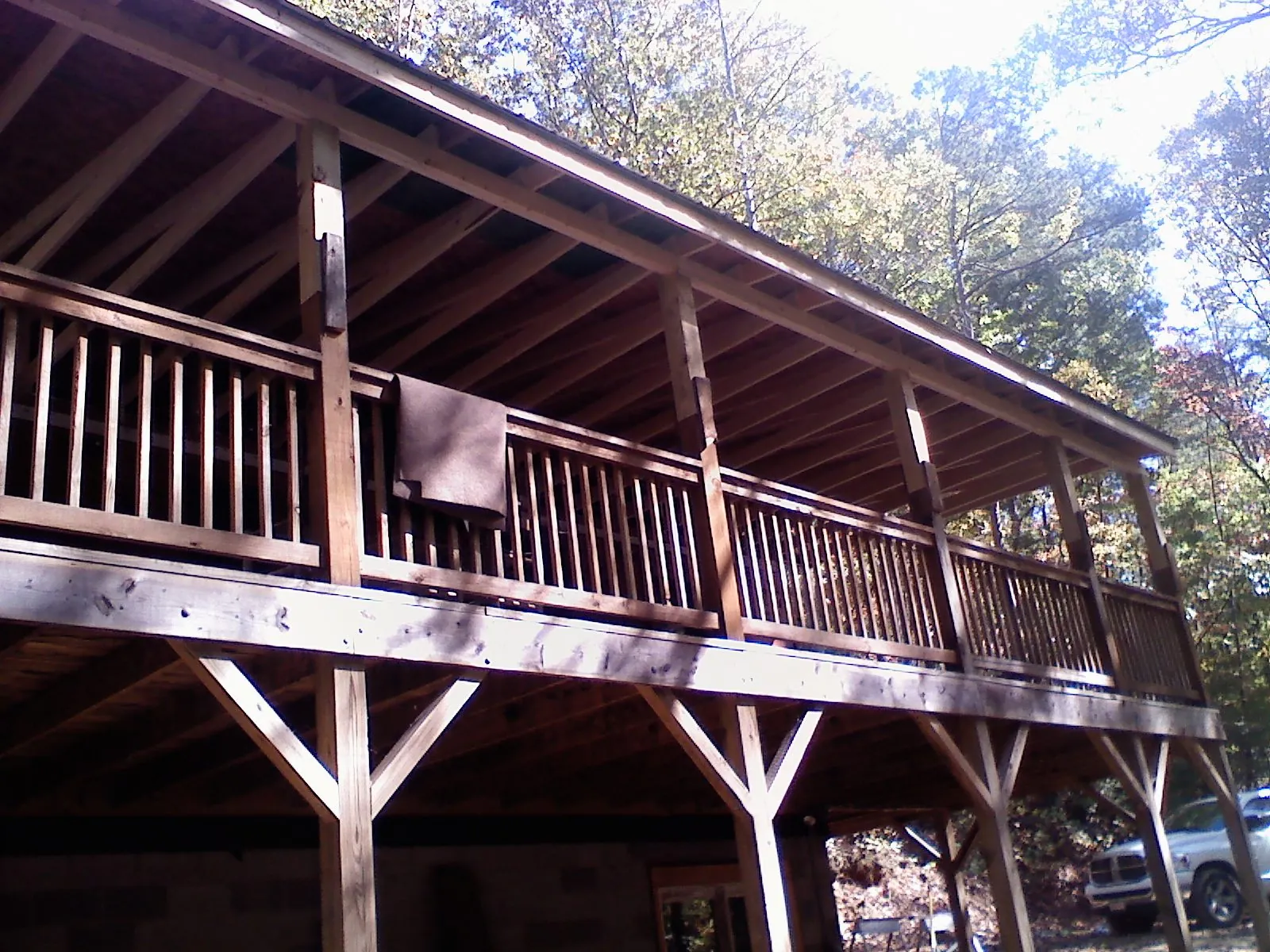 Timber framing under a new elevated porch and deck — Roof Leak Repair in Peotone by Roofing Brothers